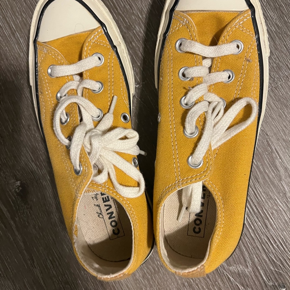 Converse Low Top Canvas Sneakers in Yellow with White Accents